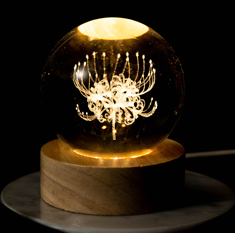 Luminoso Galaxy talla interior Luna bola de cristal luz la noche creativa decoración escritorio USB base madera regalo para niños y niñas