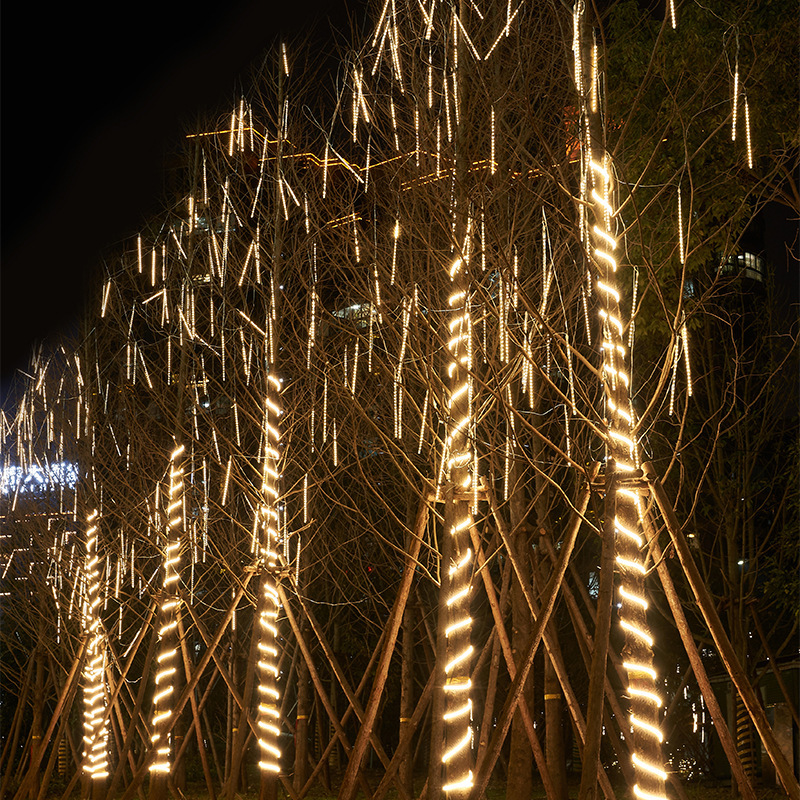 Solar meteorito lluvia árbol de luz de navidad decoración de la calle de la villa patio meteorito al aire libre lámpara de corriente impermeable