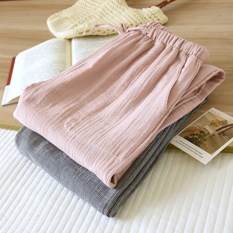 100% Pure Cotton Gauze Pajama Pants for Women, Long Pants for Spring, Autumn, and Summer, Double-Layered, All-Cotton, Middle-Aged, Solid Color, Home Wear Pants 100% Pure Cotton Gauze Pajama Pants for Women, Long Pants for Spring, Autumn, and Summer, Double-Layered, All-Cotton, Middle-Aged, Solid Color, Home Wear Pants