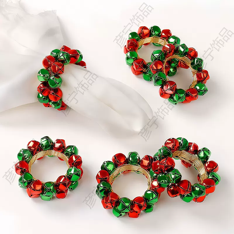 圣诞节餐巾环新款彩色铃铛餐巾扣金属餐巾圈酒店摆台跨境厂家批发