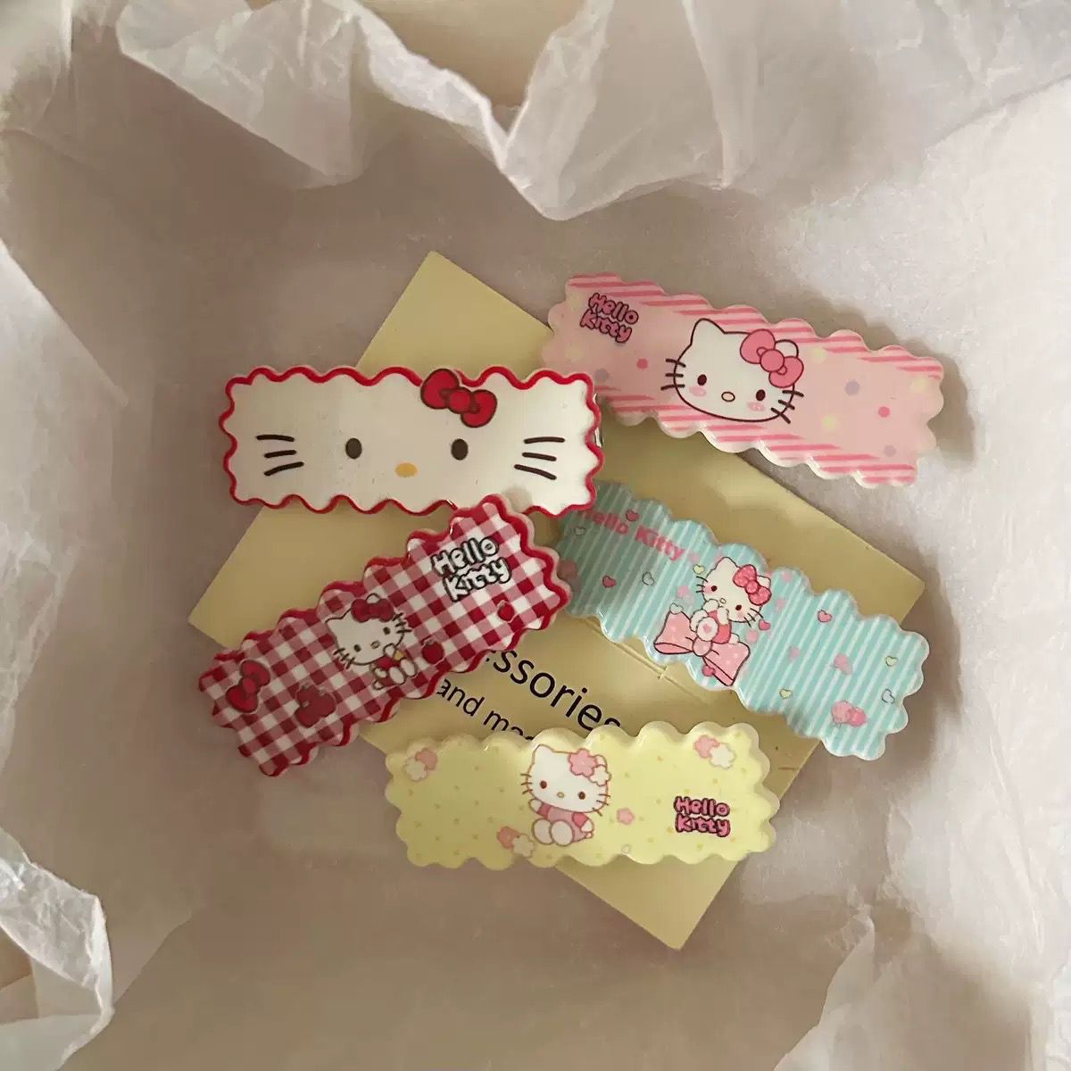 Sweet Cat Red Plaid Square Hairpin Cute Soft Student Side Bangs Hairpin Hair Accessories Wholesale New Style