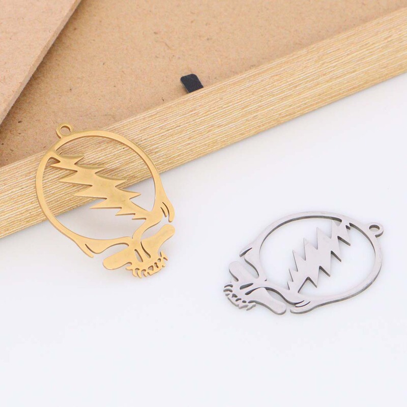 European and American Fashion Punk Rock Band Grateful Dead Skull Stainless Steel Pendant DIY Gothic Personality Hip Hop Jewelry