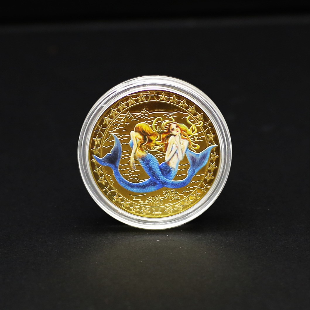 유럽과 미국의 국경을 넘나드는 12 별자리 기념 메달, 황금 12 별자리로 놀고 소원을 빌 수 있는 행운의 별자리 동전 기념 동전