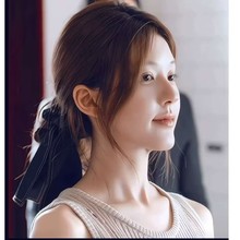 高品质复古牛仔不对称蝴蝶结飘带肠圈女时尚慵懒ins后脑勺扎头绳