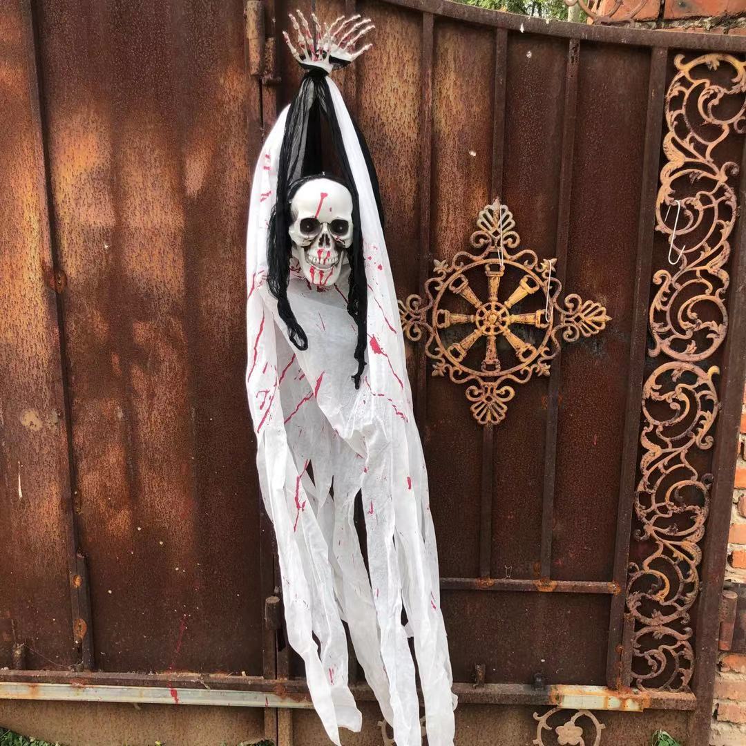 Decoración de Halloween sangre calaveras calaveras amarrados mano colgando fantasmas props luminoso horror habitación embrujada colgante escenario aterrador