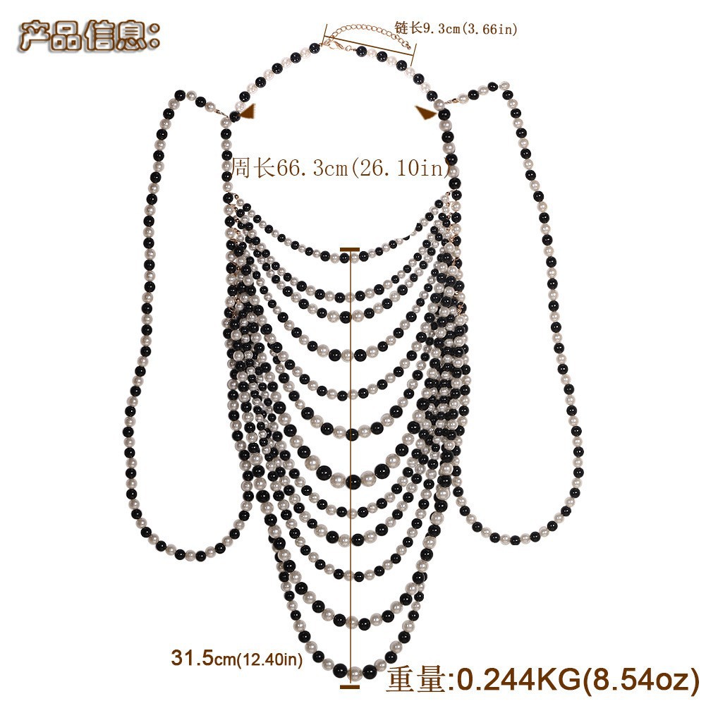 Fashion Hand-woven Pearl Necklaces Multi-layer Bead Strings Tassel Exaggerated Clothing Chain display picture 2