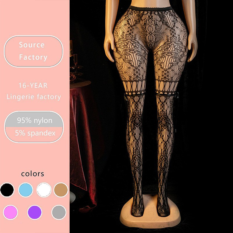Yue mariposa europea y americana sexy calcetines de red flirteando mujeres transfronterizas sexy uniformes seductoras pantalones de encaje agotados WK108