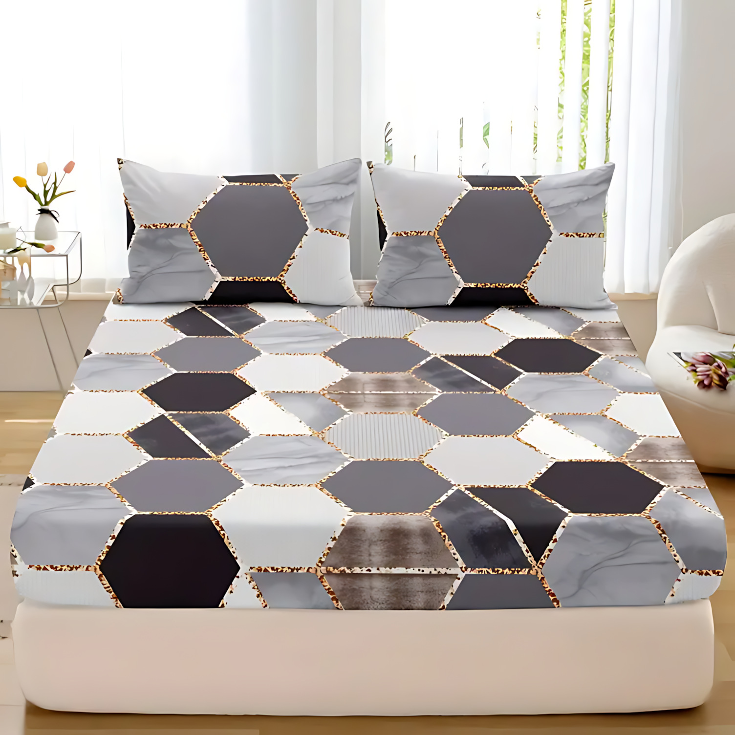 TEMU / JIT Amazon de lujo patrón geométrico digital impresión de la fuente del fabricante de la cama Kasa Kit puede hacer