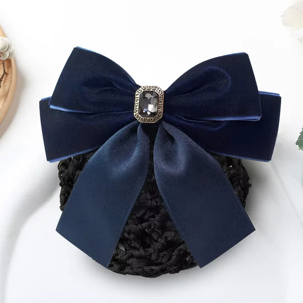 Head Flower Female Professional Nurse Hairpin Bank Stewardess Hair Mesh Set Hotel Work Net Pocket Hair Accessories Bow
