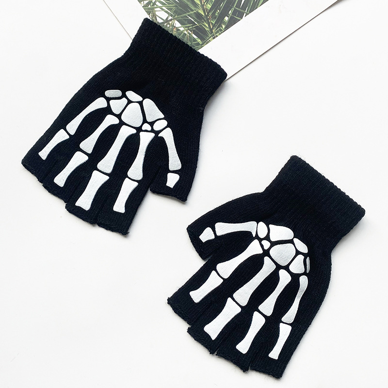 亚马逊欧美跨境夜光骷髅头骨爪手套万圣节发光手套Skull Gloves|undefined