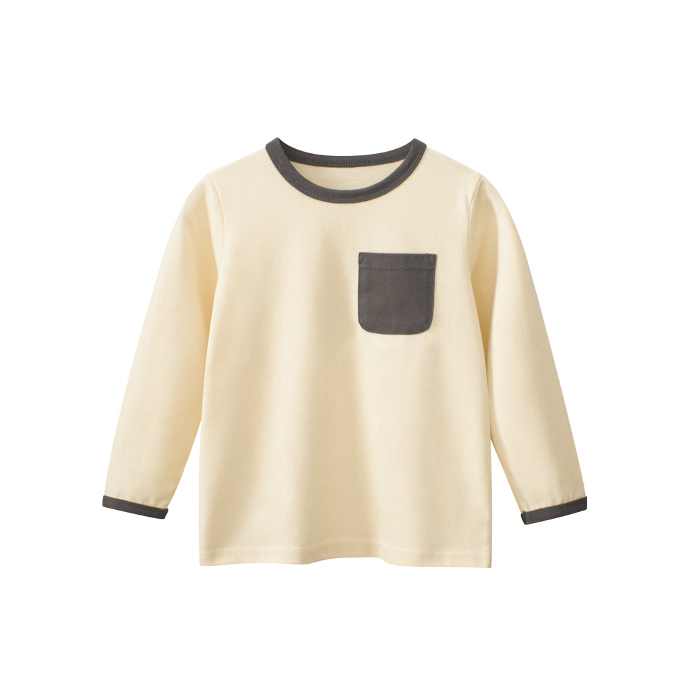 27kids ropa para niños transfronterizos camiseta de manga larga para niños primavera y otoño camisa de fondo para hombres cuello redondo ropa de bebé cabello de una pieza