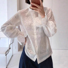 法式小众2025春新款原创设计女装南油复古精美镂空刺绣纯棉衬衣