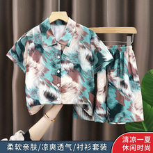 男童夏装2025儿童夏季洋气衬衫两件套薄款短袖套装新款
