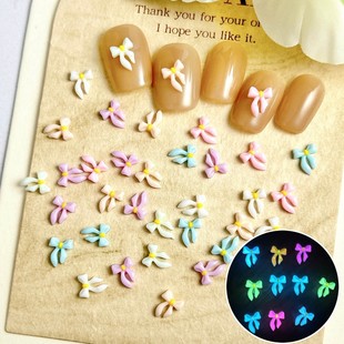 New Little Red Book Luminous Mini Macaron Color Bow Nail Art Jewelry Stereo Resin Diy Nail Batch