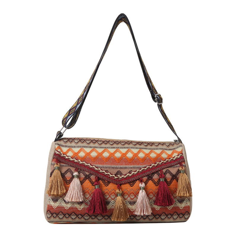 Mochila de gran capacidad de moda transfronteriza textura bolso de mano estilo nacional mochila de hombro ancho cinturón de hombro bolsa retro image 9