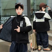 男童冬款加绒加厚外套2024新款中大童冬季棉衣洋气风衣派克服上衣