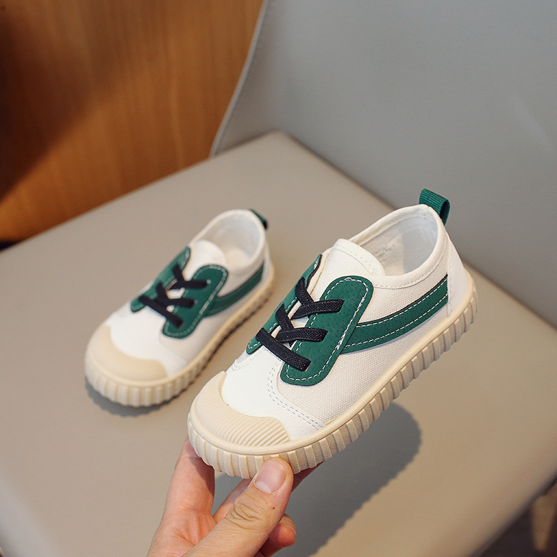 Selección estricta 2024 Tiger Monitor zapatos de tablero de primavera para niños y niñas con punta cerrada anti-kick estudiante casual zapatos blancos zapatos de galletas