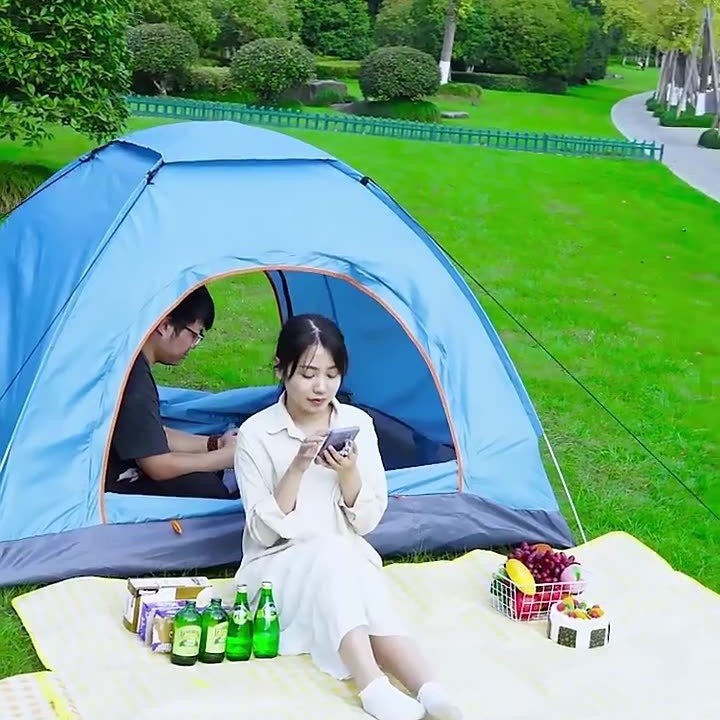 Carpa automática Camping al aire libre Carpa automática plegable para 3-4 personas en la playa Fácil apertura rápida doble manual de alta velocidad