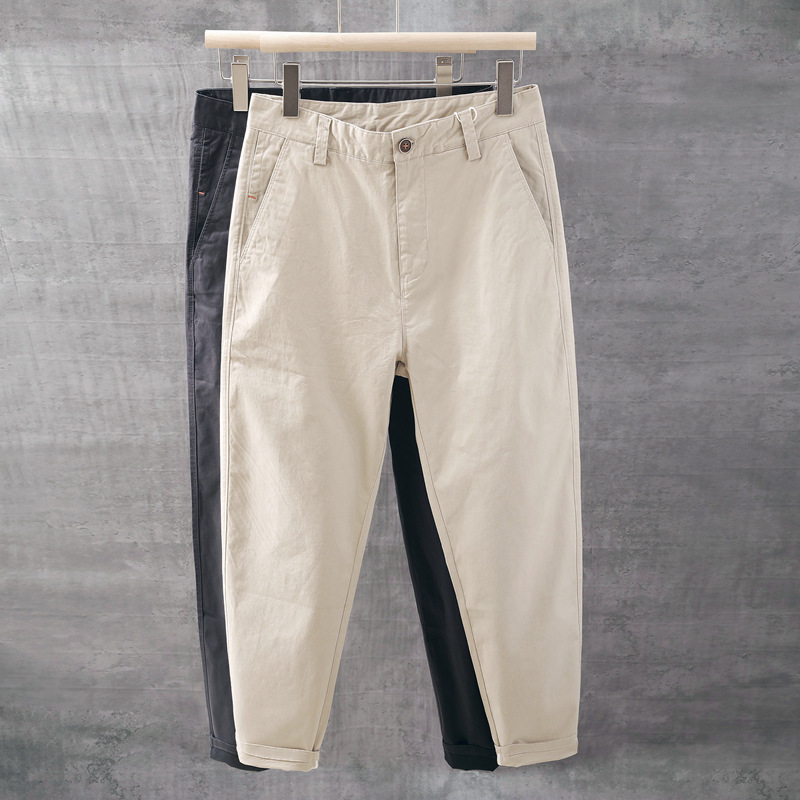 Spring and Summer New Fashion Brand Pure Cotton Men's Casual Pants Retro Japanese Straight Tapered Pants All-match Trousers Spring and Summer New Fashion Brand Pure Cotton Men's Casual Pants Retro Japanese Straight Tapered Pants All-match Trousers