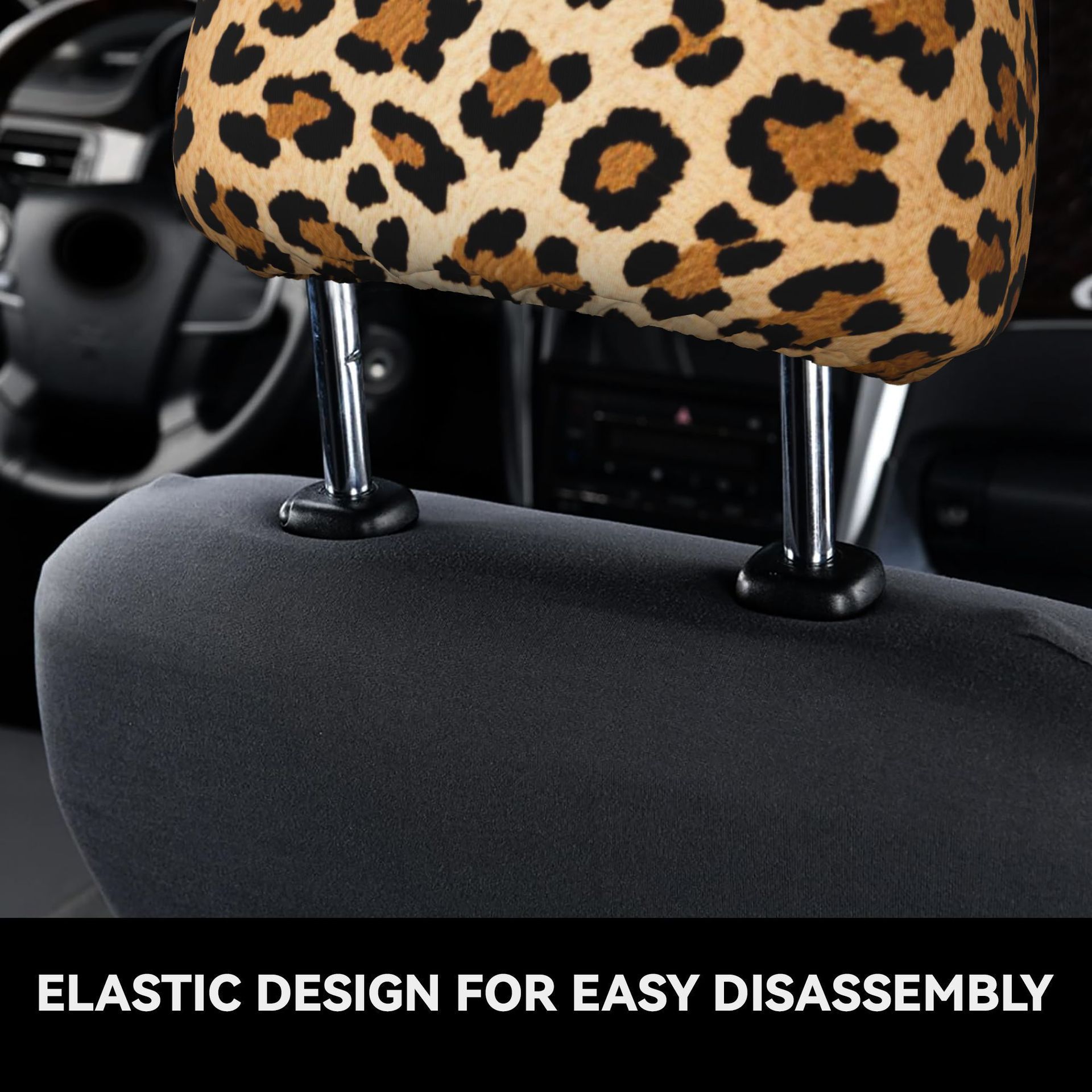 Car Headrest Cover with Cute Leopard Print Style and Personalized Design, Universal Car Pillow Cover, Can Be Labeled and Made to Order with Your Own Image