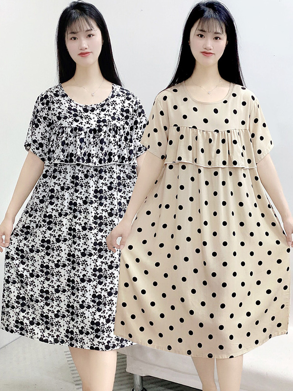 Cotton Silk Nightgown Summer Women's 2025 New Style Without Breast Pad Anti-Bump Pajamas Thin Large Size Can Be Worn Outside Home Clothes