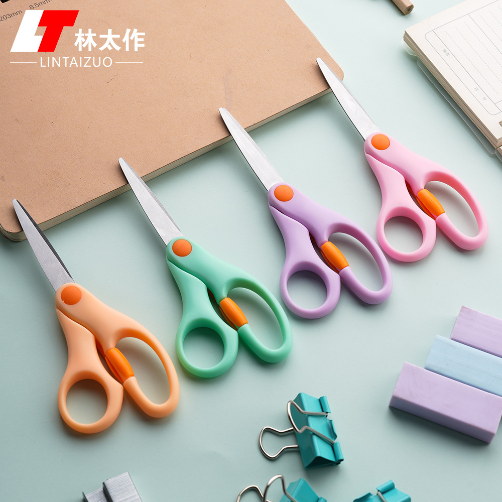 Lin Taihe 스테인레스 스틸 어린이 미술 가위 가정용 종이 절단 도구 세트 사무실 가위 만화 가위 수제 가위