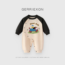 婴儿春装衣服纯棉男宝宝连体衣春秋小月龄哈衣爬服超萌套头0一1岁