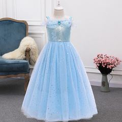 Cinderella Shoulder-Strap Child Dress Long Dress Girl Child Ins Net Evening Gown Foreign Trade Version European and American Dress Princess Style