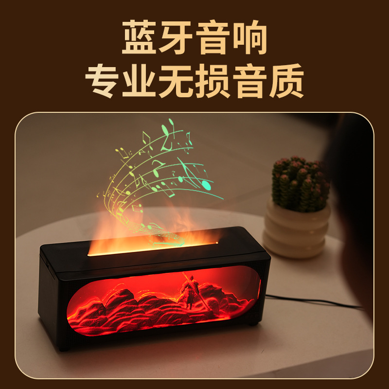 2025新品壁炉仿真火焰香薰机蓝牙音箱家用卧室桌面大雾加湿器礼品|undefined