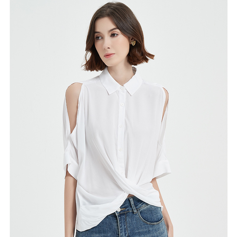 Summer Half-Sleeve Off-Shoulder Shirt for Women 2026 New Printed Batwing Sleeve Loose Fashion Vacation Style Five-Quarter Sleeve Shirt