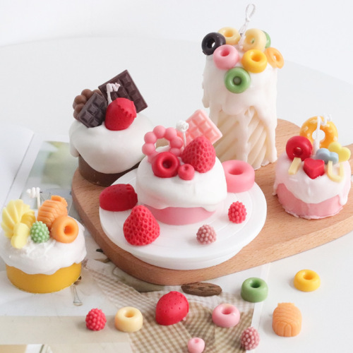Meimuer various combinations of glazed cakes, fruits, strawberries and hearts diy aromatherapy candle decoration silicone molds
