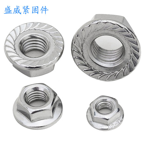 DIN6923 hexagonal flange nut 201 304 316 stainless steel flower tooth anti-loosening anti-slip flange nut