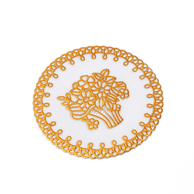 Estampado europeo transfronterizo PVC taza almohadilla redonda resistente al quemado almohadilla de aislamiento térmico almohadilla de bandeja antideslizante almohadilla de decoración de restaurante occidental al por mayor