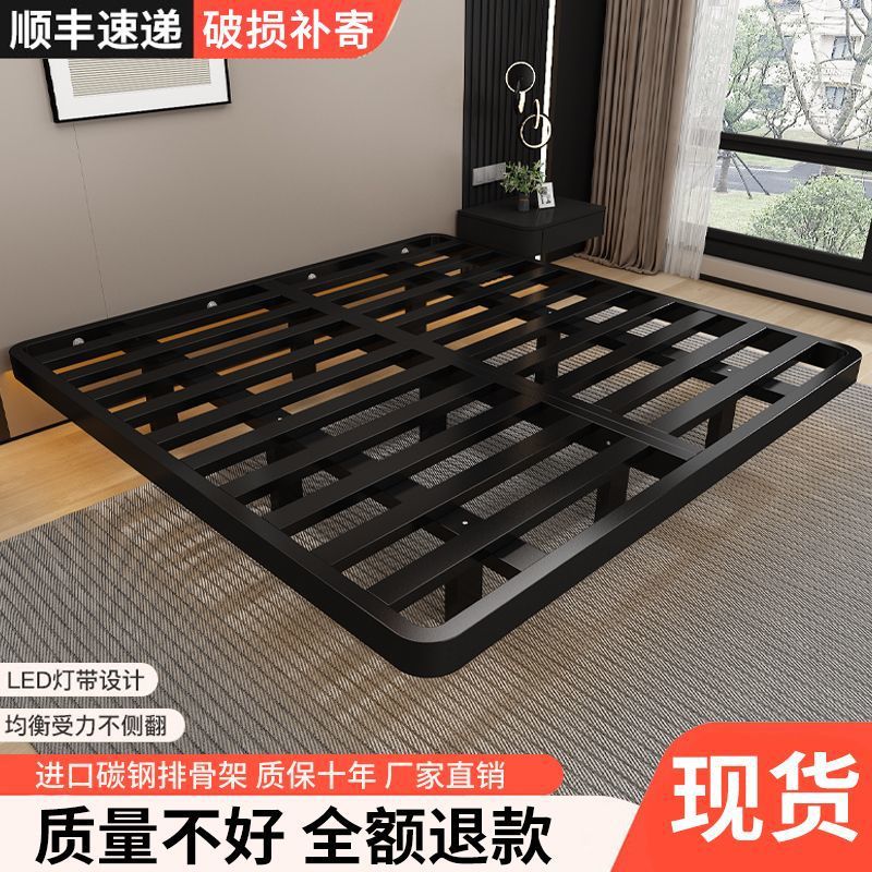 Cama de suspensión simple hierro forjado costilla cama de acero colgante cama de lujo ligera cama de marco de hierro doble cama de marco de hierro cama de hierro forjado