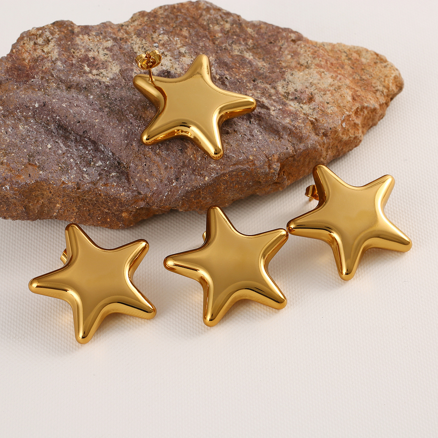 18g Weight 304 Stainless Steel Ear Needle Material Ear Studs Classification 1 Pair IG Style Retro Star Heart Shape 304 Stainless Steel Ear Studs
