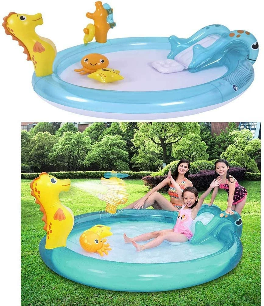 Бассейн брызг воды голубых прозрачных раздувных детей морского конька круглого домочадца на открытом воздухе сгущенный ПВК