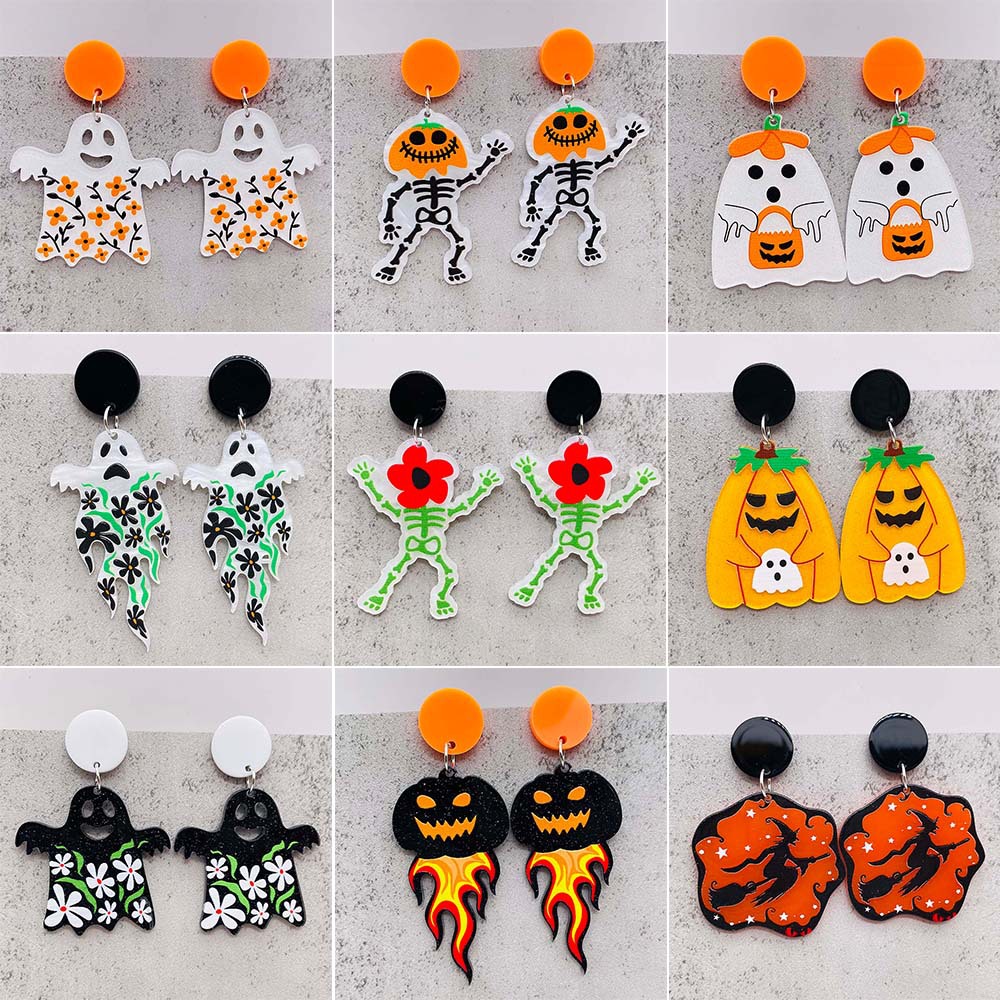 10g Weight Drop Earrings Classification 1 Pair Quantity Party Occasion Arylic Material Halloween Festival Pumpkin, Cat, Ghost Pattern Women's Gender Cute, Funny Style 1 Pair Halloween Cute Funny Pumpkin Cat Ghost Arylic Drop Earrings 无