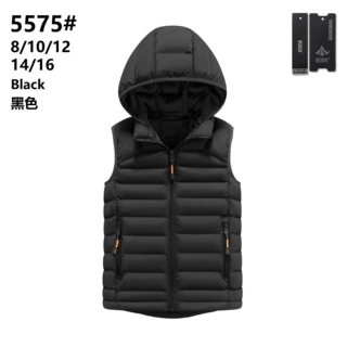 跨境男式童装棉服马甲连帽加棉加厚休闲外套深蓝色