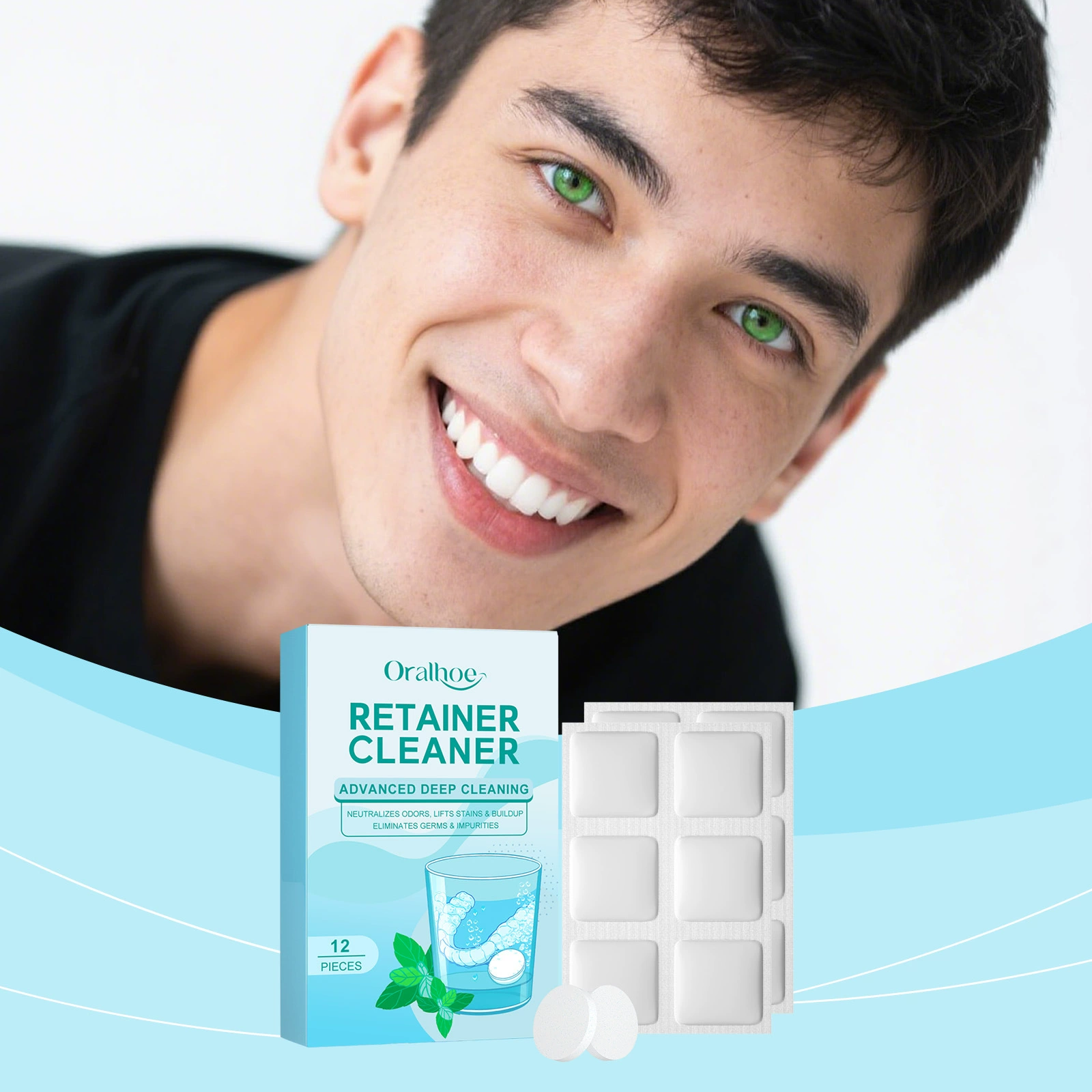 Шипучие таблетки для чистки зубных протезов ORALHOE мягко очищают зубные протезы, чистые и свежие ежедневные портативные шипучие таблетки