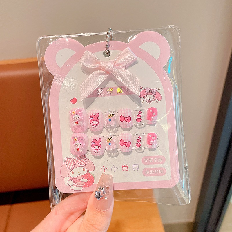 Niños Kulomi dibujos animados bebés usar uñas niñas lindas manicure parches de uñas impermeables para usar