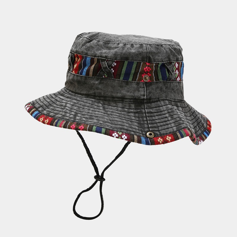 Outdoor Occasion Unisex Ethnic Style Geometric Wide Eaves Bucket Hat