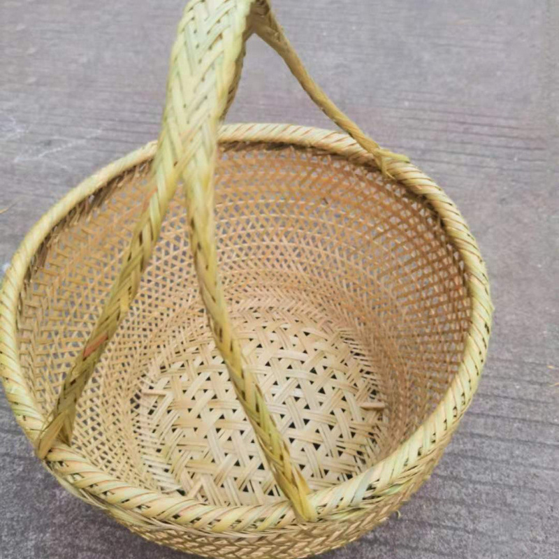 手持ちの大きな竹かご、竹編みの家庭用果物狩り、野菜かご、卵、小さな竹かご、収納かご|undefined