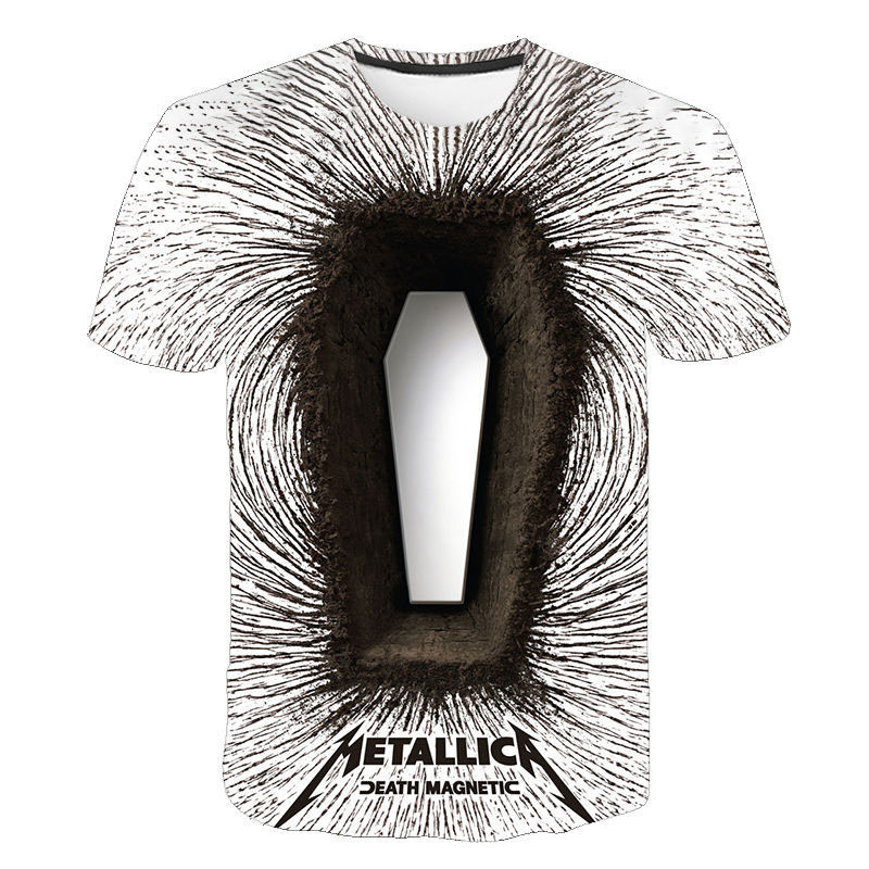 New Creative 3Dt Shirt Heavy Metal Band Round Neck Men's T-Shirt Short-Sleeved Casual Breathable