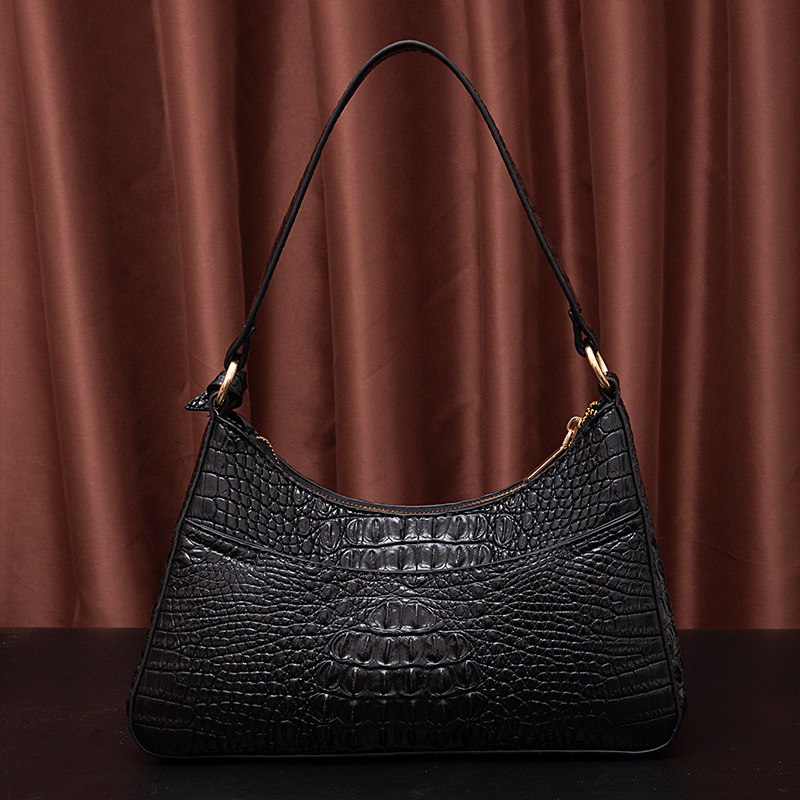 Retro Portable Underarm Women's Bag Brahman Bump Crocodile Pattern_voghion.com