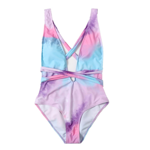 Lace-up printed one-piece sexy women's beach swimsuit wholesale AliExpress Amazon new bikini swimsuit