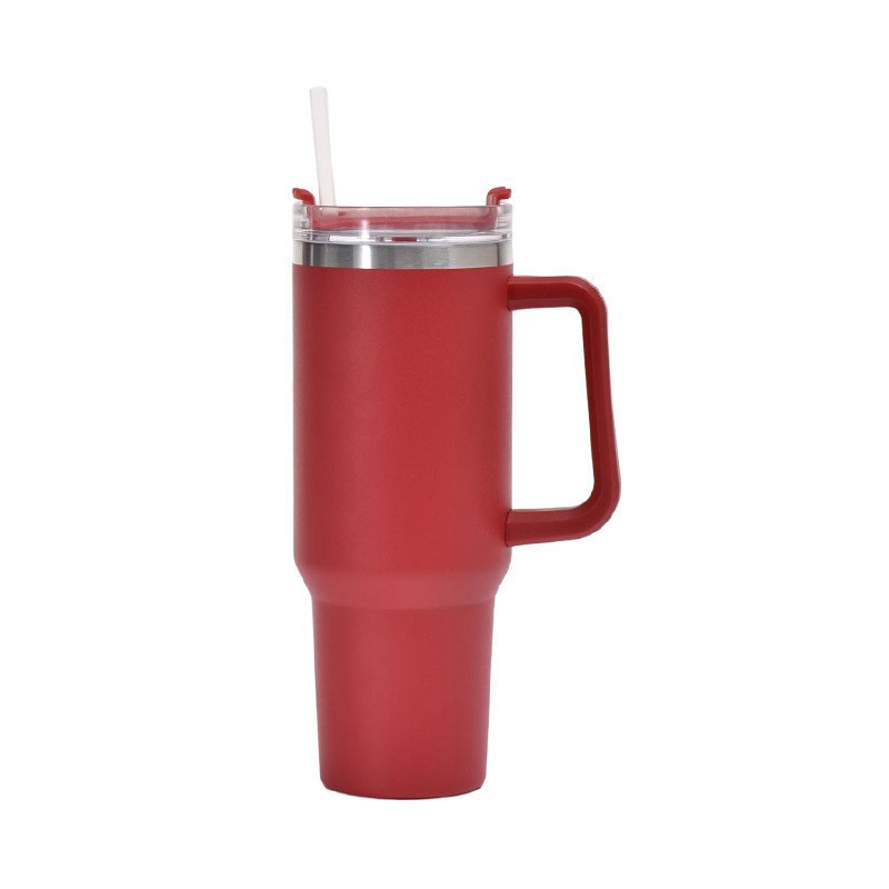 Vaso de Acero Inoxidable de 40 oz con Pajita para Venta Directa Transfronteriza, Vaso Portátil para Auto, Vaso Térmico de Gran Capacidad