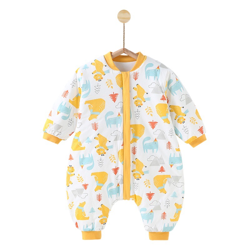 Saco de dormir para bebés recién nacidos Otoño e invierno para niños anti-kick edredón artefacto masculino y femenino bebé acolchado split leg sleeping bag