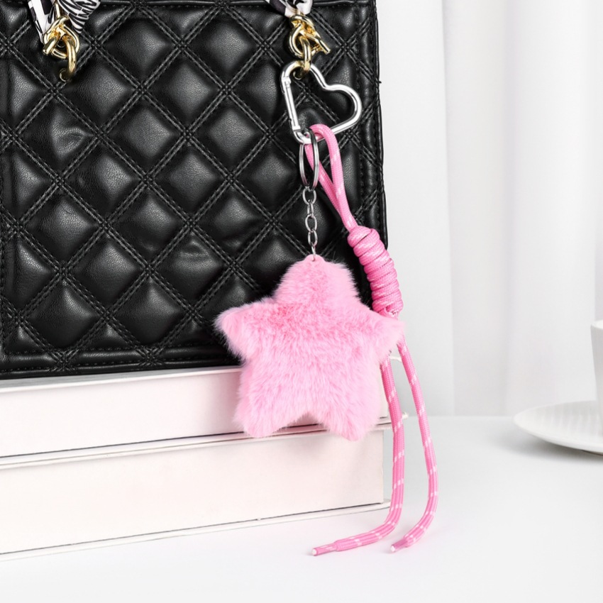 18g Weight Bag Charms Bag Accessories Type Heart Clasp Closure Clasp Closure Type 1 Piece Quantity Daily Occasion Plush Material Unisex Festival Star Pattern Cute Style 1 Piece Plush Star Heart Clasp Closure Bag Charms 4