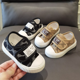 2023 Velcro spring and autumn children's canvas shoes board shoes boys and girls casual 1-7 years old baby shoes sneaker