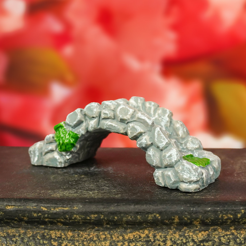 Micro paisaje retro resina antigua escena decoración decoración Jiangnan pequeño puente pozo de agua piscina pequeño puente agua corriente hierba